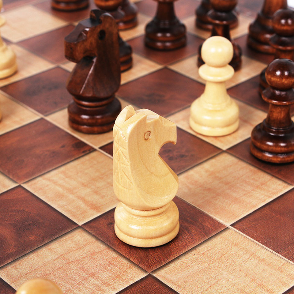 Board Game Quacks - 3 in 1 Wooden Chess Backgammon