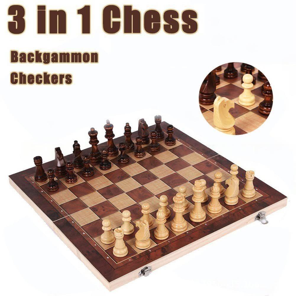 3 in 1 Wooden Chess Backgammon - огляд і ціна Board Game Quacks